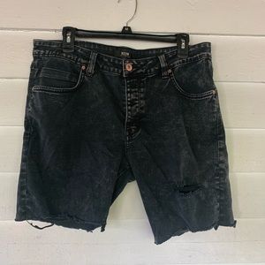 Distressed jean shorts
